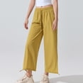 thumbnail image 1 of PInxai Wide Leg Pants Women Drawstring Elastic Waisted Loose Pants Casual Yoga Pants Solid Color with Pockets，Yellow，XL, 1 of 6
