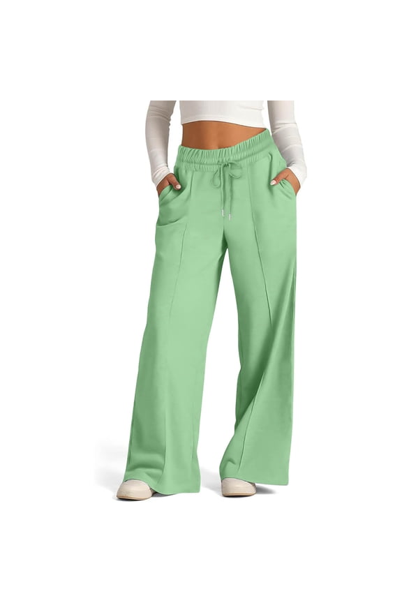 Wide Leg Pants Women High Drawstring Elastic Waisted Loose Sweatpants Casual Ruched Trousers with Pockets