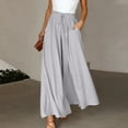 thumbnail image 1 of PInxai Wide Leg Pants Women High Drawstring Elastic Waisted Ruched Flowy Pants Casual Loose Trousers with Pockets, 1 of 6