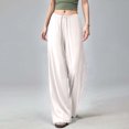 thumbnail image 1 of PInxai Wide Leg Pants for Women Drawstring Elastic Waisted Workout Pants Comfy Stretchy Yoga Athletic Pants,White,XL, 1 of 5