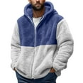 thumbnail image 1 of PInxai Winter Coat for Men Fuzzy Fleece Long Sleeve Zip up Hoodies Color Block Warm Fashion Outerwear, 1 of 6