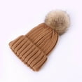 thumbnail image 1 of PInxai Winter Knitted Warm Kids Hats with Pom Comfy Windproof Pullover Hats Outdoor Fashion Hats for Cold Weather,Khaki,Free Size, 1 of 3
