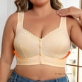 thumbnail image 1 of PInxai Womens Bras Wireless Wide Straps Snap Front Closure Bralettes Easy Closure Seniors Smoothing Everyday Bras,Beige,L, 1 of 8
