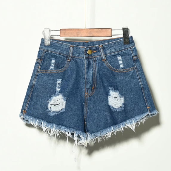 PInxai Womens Jean Shorts Plus Size Mid Waisted Denim Shorts Loose Hole Ripped Streetwear Shorts with Pockets