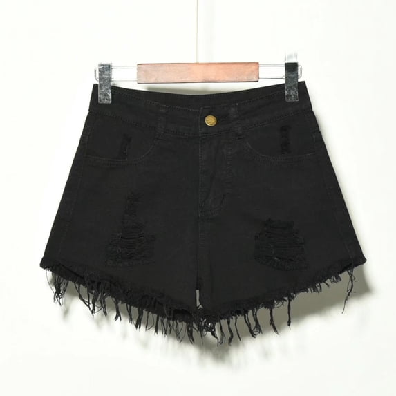 PInxai Womens Jean Shorts Plus Size Mid Waisted Denim Shorts Loose Hole Ripped Streetwear Shorts with Pockets