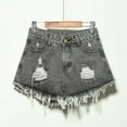 thumbnail image 1 of PInxai Womens Jean Shorts Plus Size Mid Waisted Denim Shorts Loose Hole Ripped Streetwear Shorts with Pockets, 1 of 3