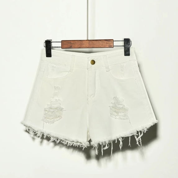 PInxai Womens Jean Shorts Plus Size Mid Waisted Denim Shorts Loose Hole Ripped Streetwear Shorts with Pockets