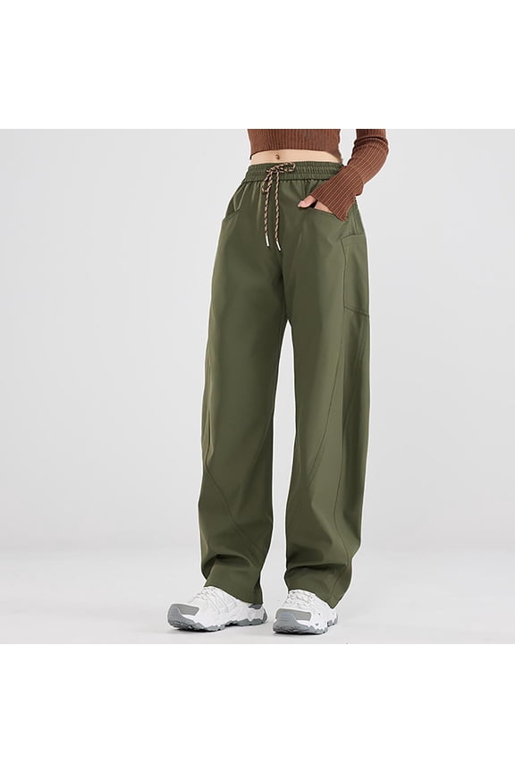Womens Pants Drawstring Elastic Waisted Ruched Cargo Pants Casual Loose Athletic Travel Hiking Pants