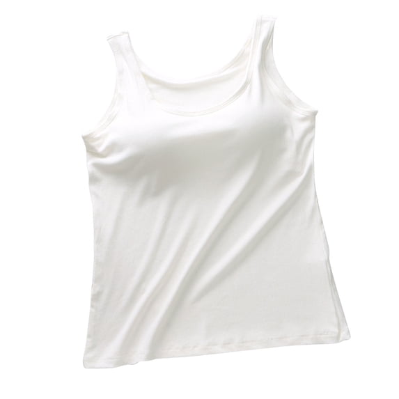 PInxai Womens Tank Tops with Built in Bras Sleeveless Round Neck Basic Tee Loose Fitting Casual Comfy Summer Shirts