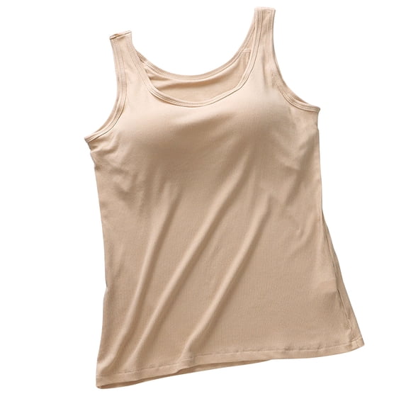 PInxai Womens Tank Tops with Built in Bras Sleeveless Round Neck Basic Tee Loose Fitting Casual Comfy Summer Shirts