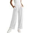 thumbnail image 1 of PInxai Womens Wide Leg Pants High Elastic Waisted Casual Athletic Trousers Loose Comfortable Stretchy Solid Color Pants,White,XL, 1 of 5