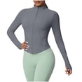 thumbnail image 1 of PInxai Womens Workout Coats Full Zipper Long Sleeve Slim Gym Yoga Coats Quickly Dry Cropped Athletic Jackets,Gray,S, 1 of 1