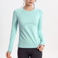 thumbnail image 1 of PInxai Workout Tops for Women Crew Neck Long Sleeve Basic T Shirts Stretch Breathable Athletic Running Yoga Shirts,Green,S, 1 of 5