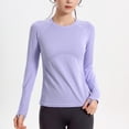 thumbnail image 1 of PInxai Workout Tops for Women Crew Neck Long Sleeve Basic T Shirts Stretch Breathable Athletic Running Yoga Shirts,Purple,L, 1 of 6