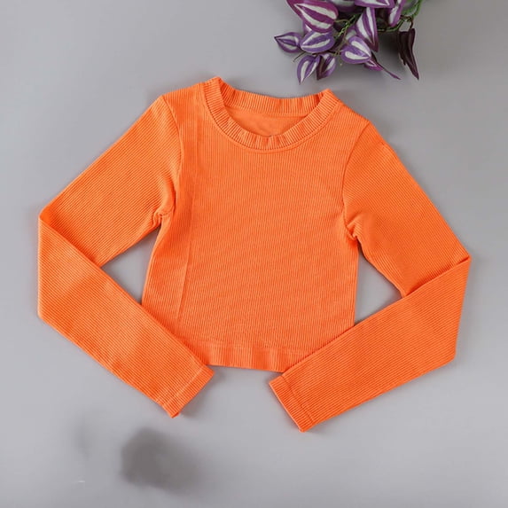 PInxai Workout Tops for Women Round Neck Long Sleeve Athletic Shirts Breathable Quickly Dry Workout Yoga Running Tops