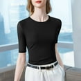 thumbnail image 1 of PInxai Workout Tops for Women Round Neck Three Quarter Sleeve Athletic Basic Shirts Slim Quickly Dry Breathable Tops,Black,S, 1 of 6
