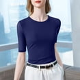 thumbnail image 1 of PInxai Workout Tops for Women Round Neck Three Quarter Sleeve Athletic Basic Shirts Slim Quickly Dry Breathable Tops,Blue,XXXL, 1 of 6