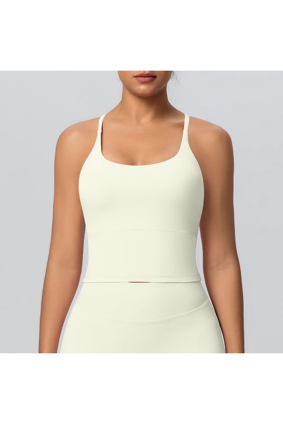 Workout Tops for Women Scoop Neck Spaghetti Straps Athletic Tank Tops Crisscross Back Slim Breathable Tops Summer