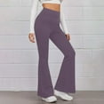 thumbnail image 1 of PInxai Yoga Pants for Women Flare Leg High Elastic Waisted Leggings Casual Athletic Skinny Workout Pants Solid Color，Purple，XXL, 1 of 6