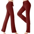 thumbnail image 1 of PInxai Yoga Pants for Women High Drawstring Elastic Waisted Pants Casual Workout Comfy Loose Fitting Gym Pants，Wine，XXXL, 1 of 9