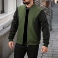 thumbnail image 1 of PInxai Zip up Sweatshirts Men Fall No Hood Long Sleeve Coats Lightweight Casual Loose Outdoor Jackets Color Block,Army Green,M, 1 of 9