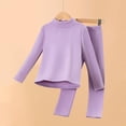 thumbnail image 1 of PInxia Fall Unisex Clothes Girls Boys Thermal Underwear Sets High Neck Long Sleeve Tops Elastic Waisted Slim Leg Pants Comfy 2 Piece Outfits,Purple,7-8 Years, 1 of 4