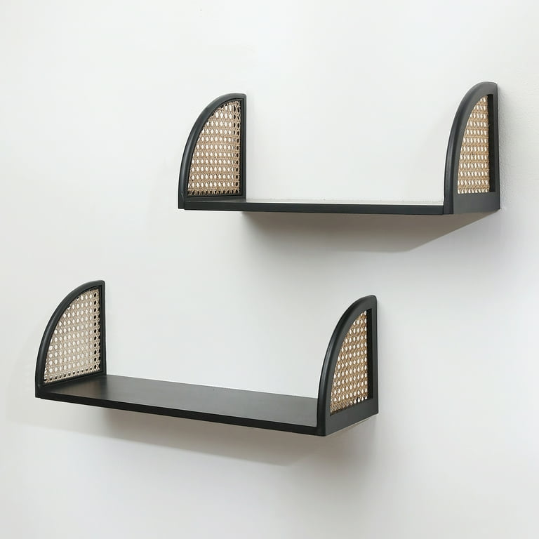 Black rattan shelf discount