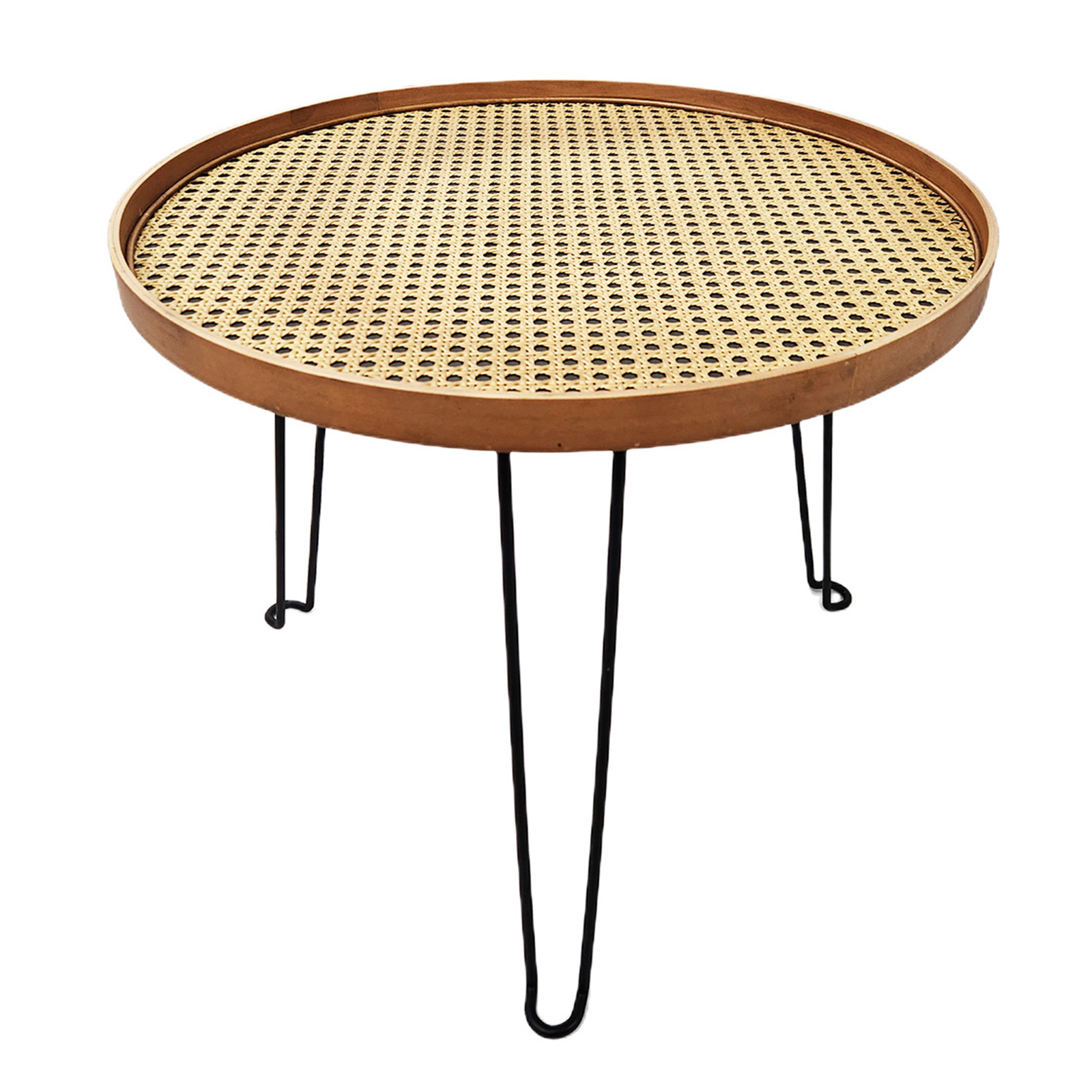 [PJ Collection] Round Wood and Rattan Side Table, Rattan Coffee Table