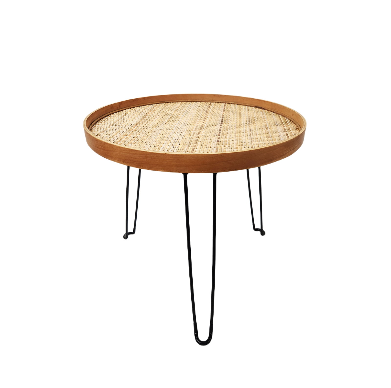 [PJ Collection] Round Wood and Rattan Side Table, Rattan Coffee Table, Coffee Table Small