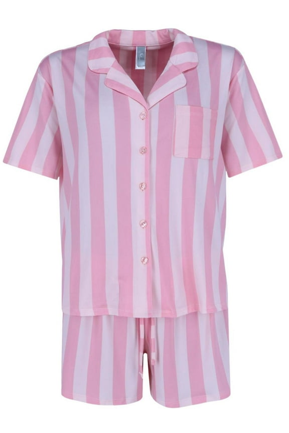 Button Down Notch Collar Short Set (Women)