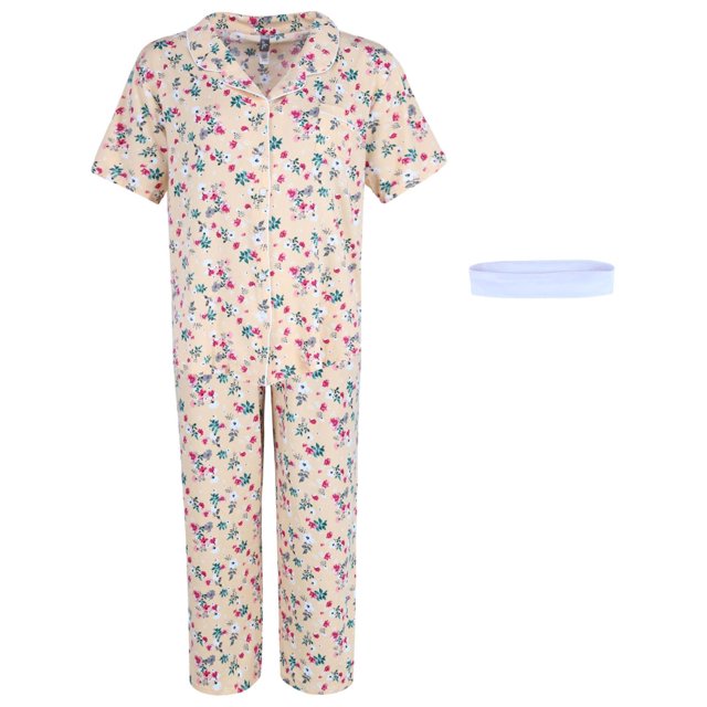 Pj Couture Floral Print Capri Pajama Set Women 9615