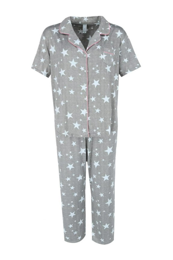 Grey Star Notch Collar Capri Set (Women)