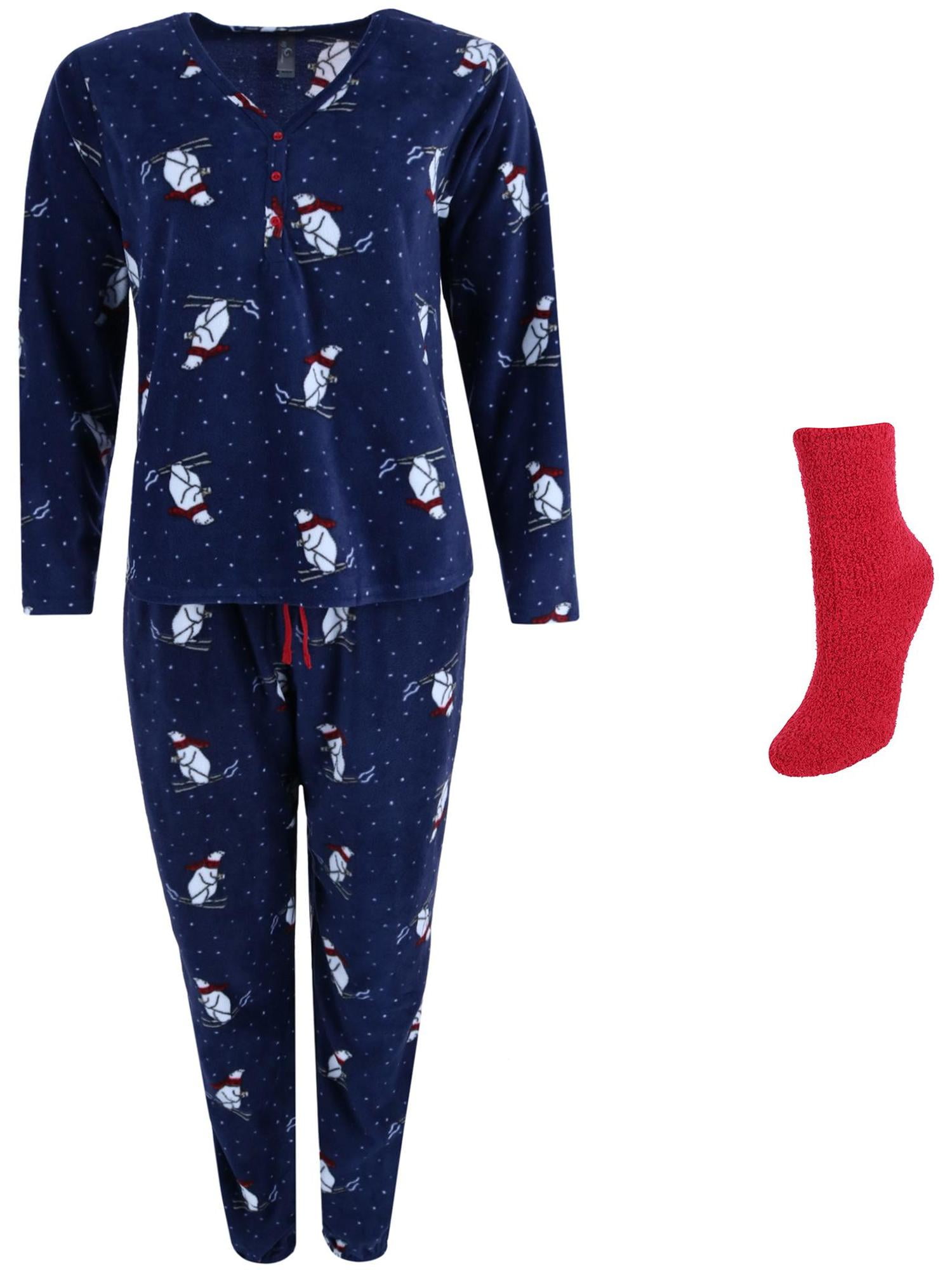 Women Polar Bear Winter hooded pajamas Jumpsuit Lounge wear Sleep wear