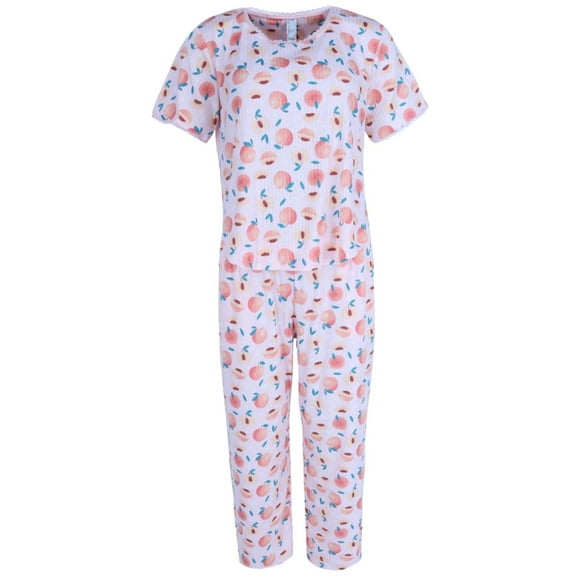 PJ Couture  Ribbed Short Sleeve Capri Pajama Set (Women)