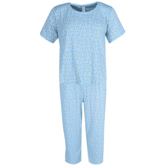 PJ Couture  Ribbed Short Sleeve Capri Pajama Set (Women)