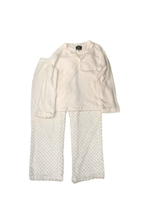Womens Plush White Dimpled Pajamas Pants & Long Sleeve Shirt Set 3X