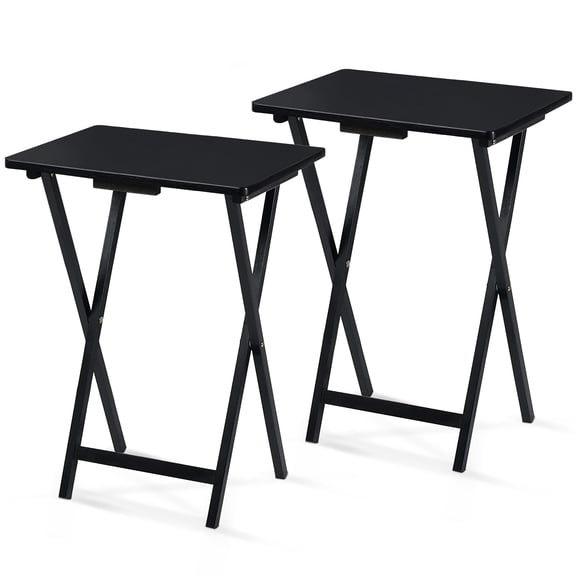 PJ Foldable TV Tray Table (Set of 2, Espresso) – Foldable, Portable Snack and Dining Table; Home Furniture for Living Room, Bedroom, and Kitchen