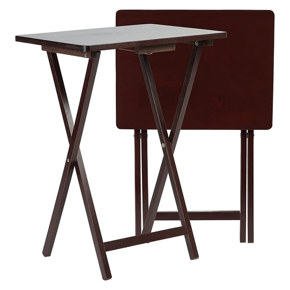 PJ Foldable TV Tray Table (Set of 2, Espresso) – Foldable, Portable Snack and Dining Table; Home Furniture for Living Room, Bedroom, and Kitchen