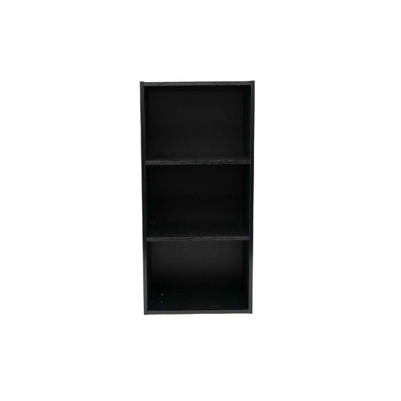PJ Furniture KURO 3-Tier Bookcase, Matte Black Finish, Small Space Storage Shelf