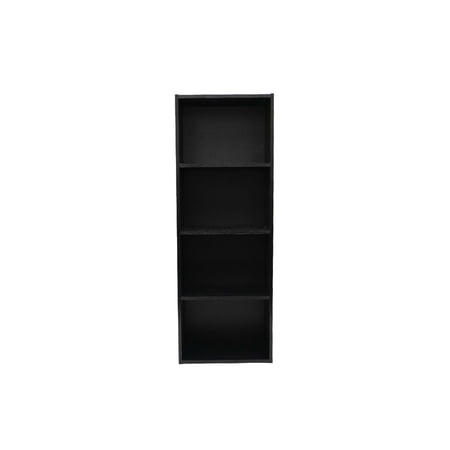 4-Tier Black Bookcase with Matte Finish – Space-Saving Vertical Shelf by PJ Furniture