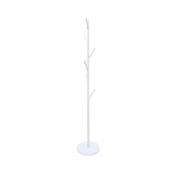 PJ Furniture SHIRO White Coat Rack, Minimalist Metal Hat & Coat Stand for Compact Spaces