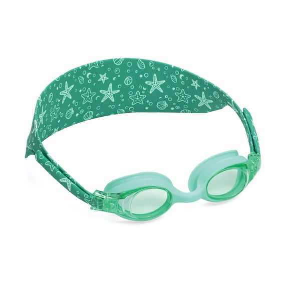 Puddle Jumper Child Fabric Swim Goggles, Green, Non-Latex and Non-PVC, Kids Ages 3+