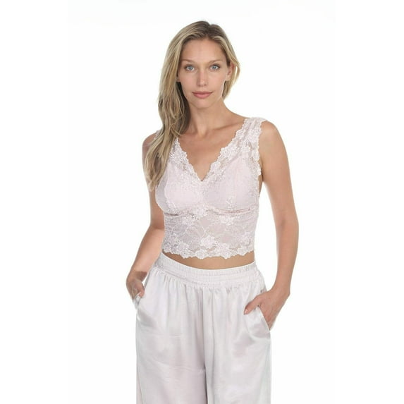 PJ Harlow Colette Lace Hand Beaded Sleeveless Crop Top