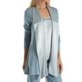 thumbnail image 1 of PJ Harlow Shelby Rib Knit Cardigan With Satin Trim (Morning Blue, XS), 1 of 1
