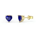 thumbnail image 1 of 18k Yellow Gold 1/2Ct Heart Created Blue Sapphire Stud Earrings Women Plated by Paris Jewelry, 1 of 4