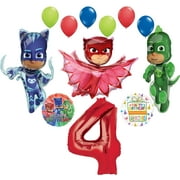 MAYFLOWER PRODUCTS PJ Masks 4th Birthday Party Supplies Catboy, Owlette and Gekko Balloon Decorations