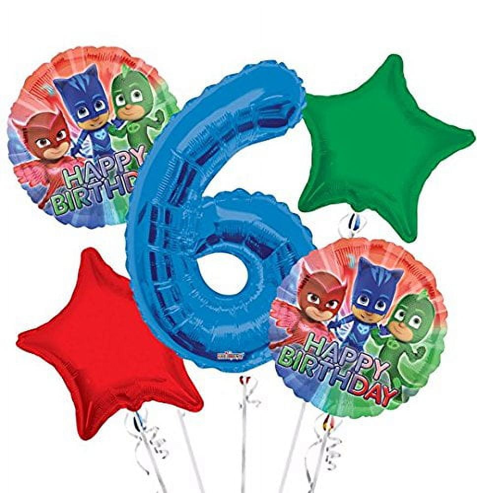 VIVA PARTY PJ Masks Balloon Bouquet 6th Birthday 5 pcs - Party Supplies