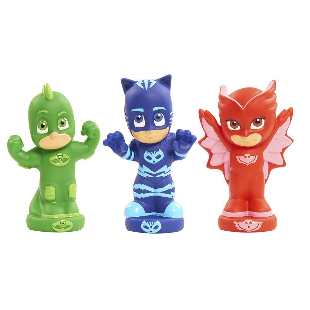 PJ Masks Bath Toy Set, Includes Catboy, Gekko, and Owlette Water Toys for Kids, Kids Toys for Ages 3 Up, Easter Basket Stuffers and Small Gifts
