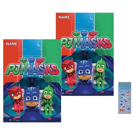 PJ Masks Birthday Party Supplies Bundle Pack includes 16 Plastic Party Favor Loot Bags