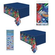 PJ Masks Birthday Party Supplies Decoration Bundle Includes 2 Plastic Table Covers and 1 Dinosaur Sticker Sheet